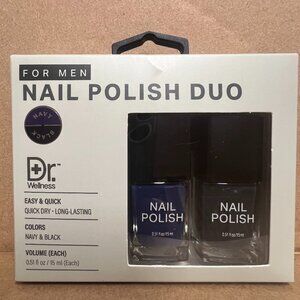 Dr. Wellness Men’s Nail Polish Duo Navy & Black Quick-Dry Long-Lasting 0.51oz